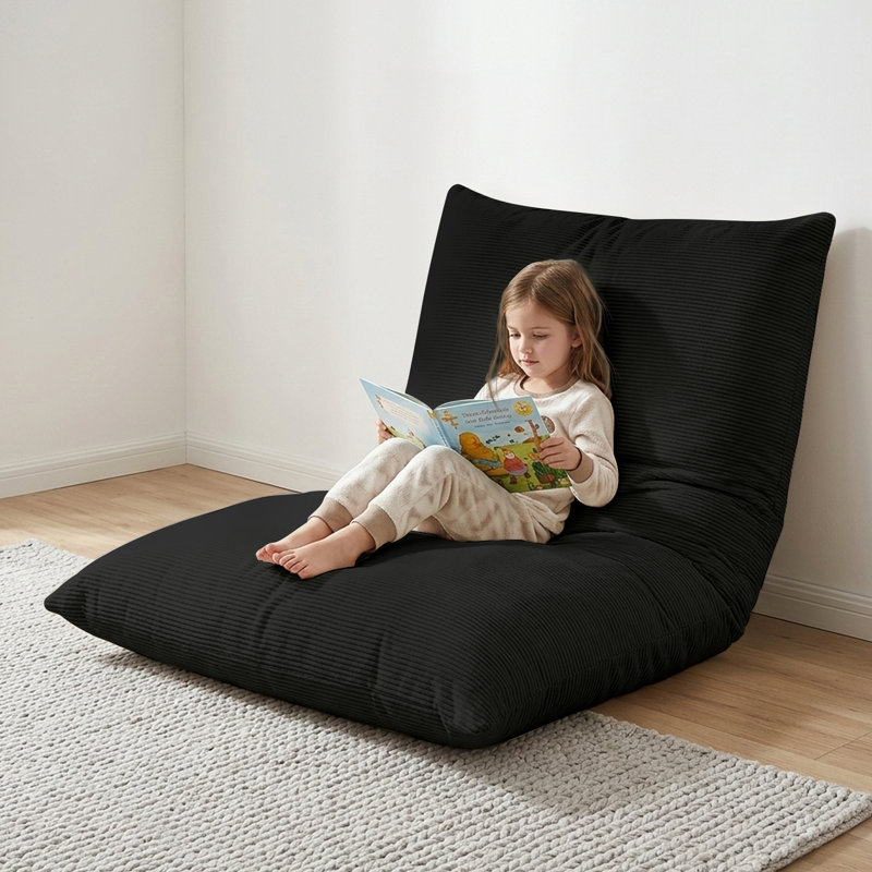 Convertible Bean Bag Chair Sofa Bed Floor Lounger For Kids, Black
