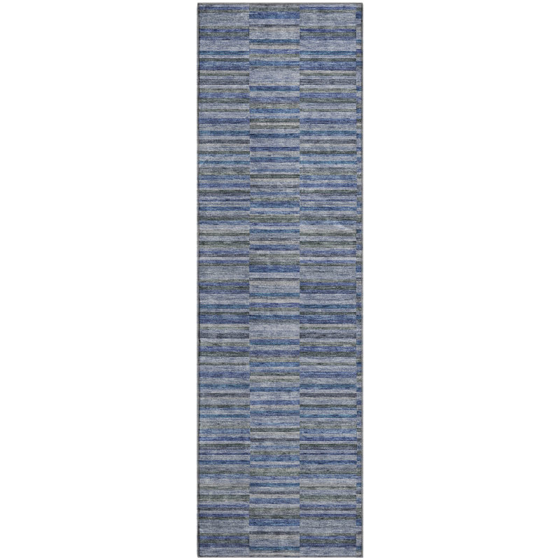 Premium Machine Washable Prisco Navy Rug, Runner 2'3" x 7'6"