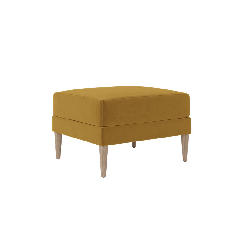 Essential Ottoman, Mustard Recycled Velvet, Natural