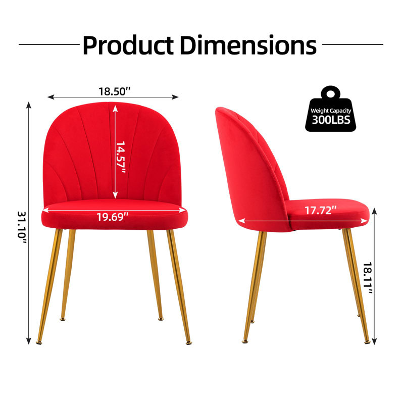 Chaise rembourrée en velours sans accoudoirs, Rouge