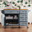 Kitchen Island With Drop Leaf, Embossed Texture, Wheels, Spice Rack, Towel Rack, Doors, And Drawers For Storage And Convenience-510274987