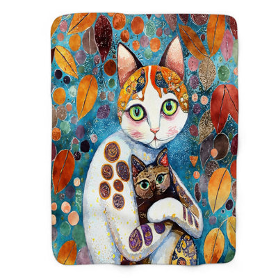 Harvest Hues Feline - 1 Piece Premium Sherpa Blanket