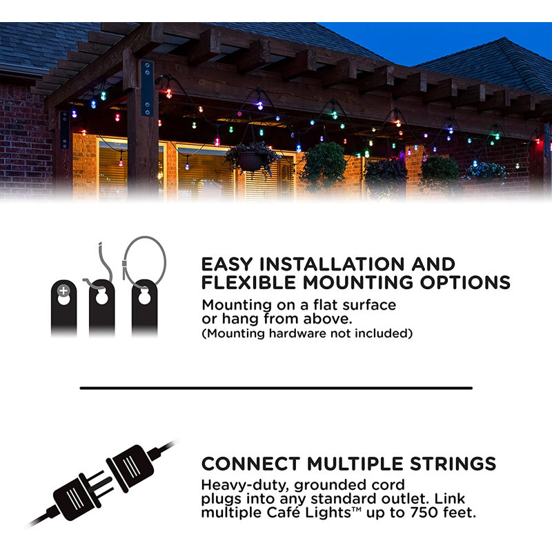 24ft Black Outdoor Color-Changing Acrylic LED String Lights