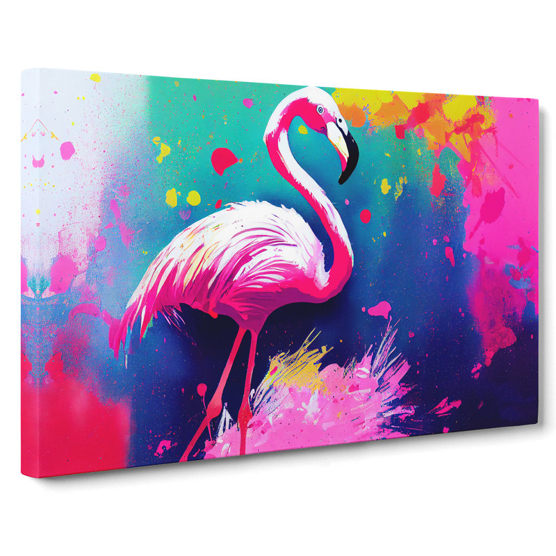 Flamingo Splash Vol.5 Abstract - Wrapped Canvas Painting, 35cm H x 50cm W x 3cm D