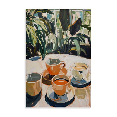 Coffee Time Among Plants Canvas Wall Art by LSR Design Studio