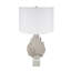 Lampe de table D15x29,3 "à feuilles blanches et argent avec abat-jour tambour et base en marbre (assemblage de l'abat-jour requis)