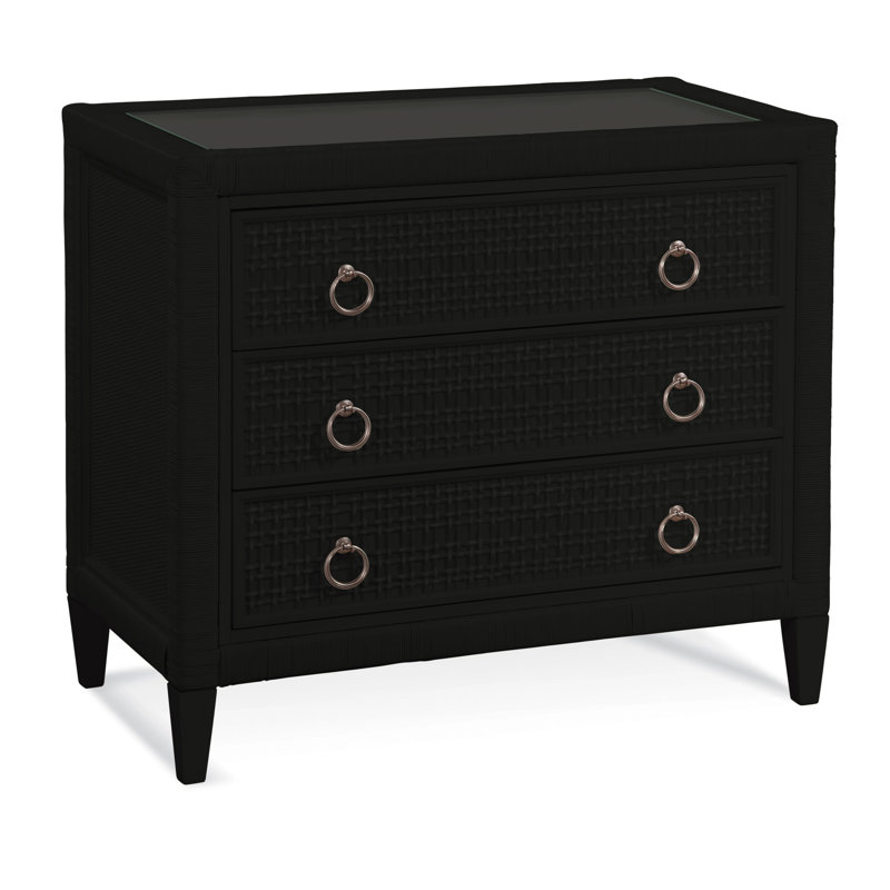 Naples 3 Drawer 36" W Dresser, Satin Nickel, Black, Yes