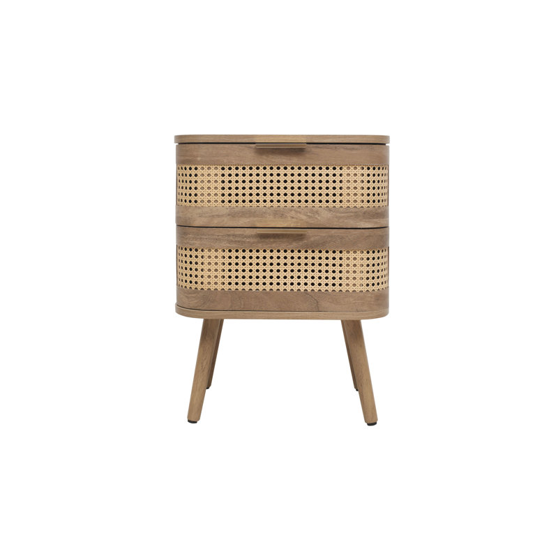 Almuth 45cm W Manufactured Wood Bedside Table, Oak