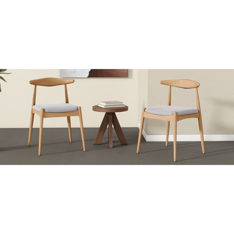 Ensemble de 2 chaises de salle à manger en bois d'hévéa avec dossier ergonomique et coussins de confort, Beige