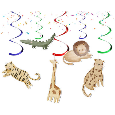 10 Pcs Jungle Animals Doodle Theme Streamers