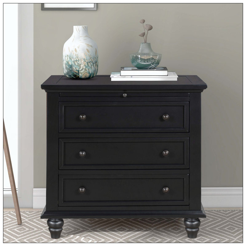 Table de chevet minimaliste avec plateau coulissant 3 tiroirs, Noir