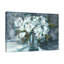 White Hydrangeas In Mason Jar - Wrapped Canvas Painting-42024592