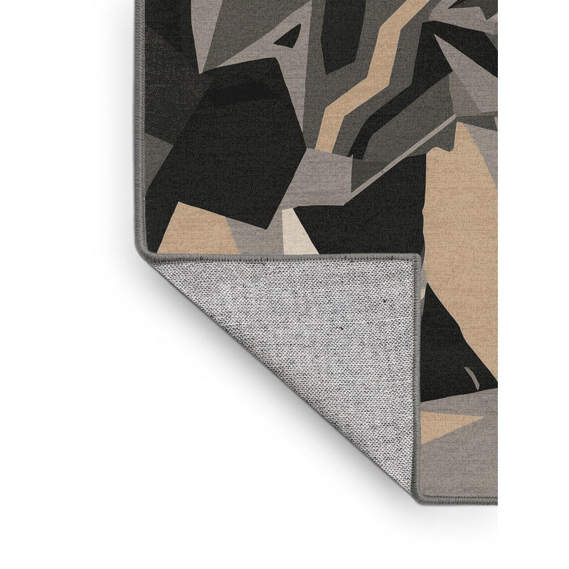 Machine Washable Pavnesh Musk Ox Modern Geometric Rug in Gray – Gray Binding, 2x4