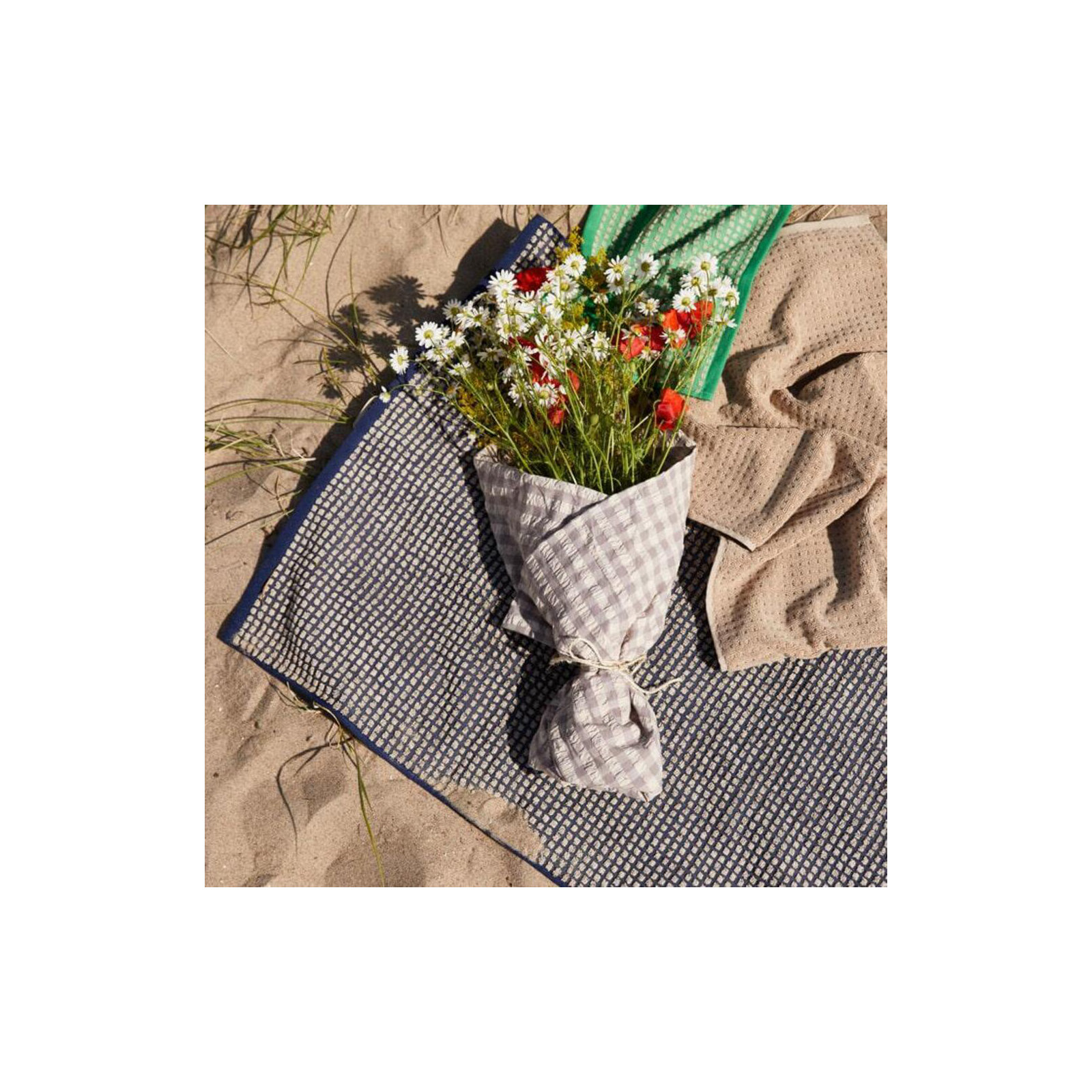 Check Bath Sheet 39.4" X 70.9", Blue/Sand