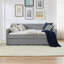 Lit de jour pleine grandeur, lit de jour convertible rembourré avec dossier capitonné, canapé-lit polyvalent 3 en 1 avec lit gigogne escamotable et rangement latéral, parfait pour un salon compact - noir-131144616-131144619