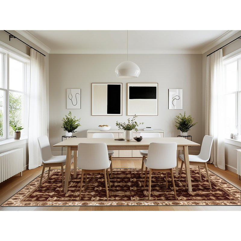 Tapis brun français lavable à la machine, Rectangle 7 pi x 10 pi