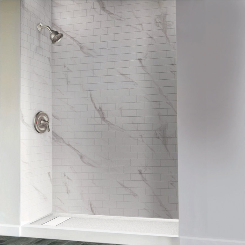 White Rectangular 60'' x 34'' Resin Shower Base with Right Drain
