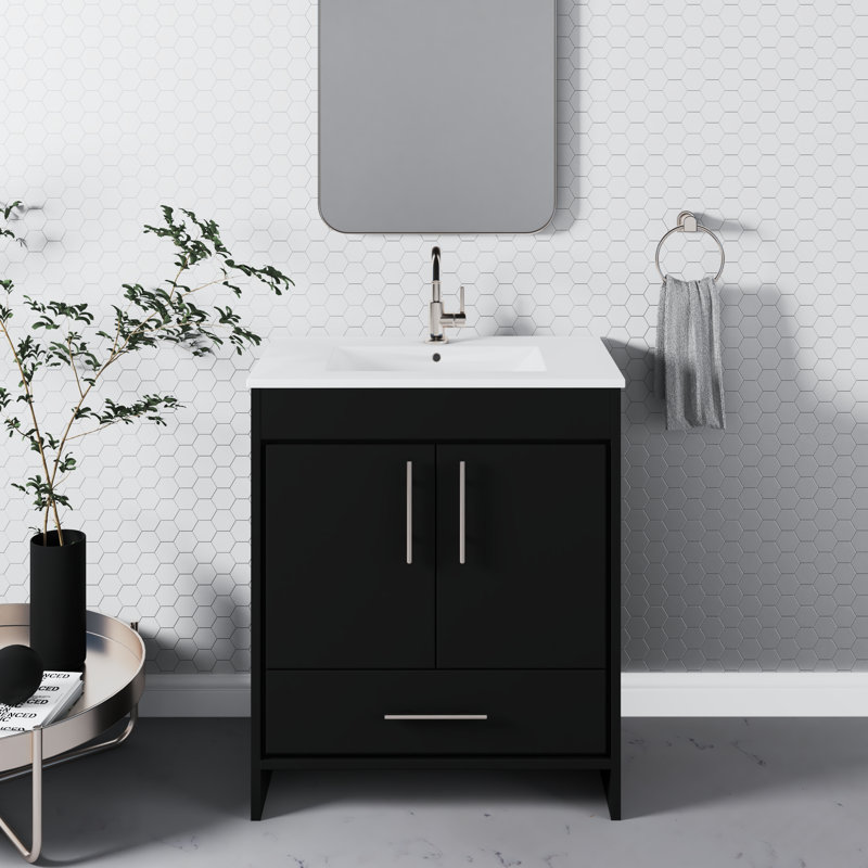 Ensemble de meuble-lavabo simple 30 po Sallisaw, Noir