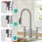 Bridge Kitchen Faucet, 3 Holes Kitchen Faucet With Pull Down Sprayer,2 Handles, 360° Swivel Spout-123431570