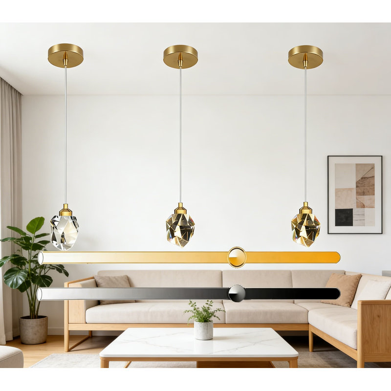 Mini-lustre en cristal à intensité variable avec télécommande, DEL intégrée 5 W pour îlot de cuisine, chambre à coucher, entrée et salle à manger