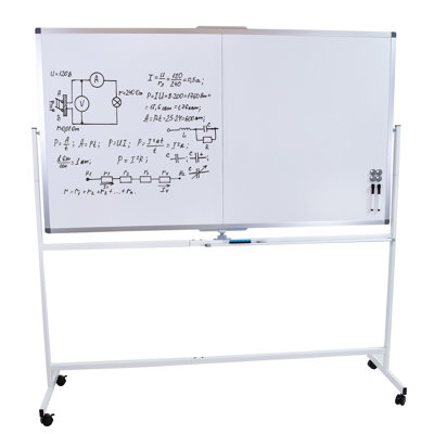 Double-Sided Magnetic Mobile Whiteboard with Markers