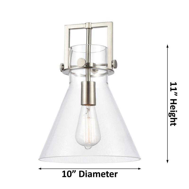Luminaire suspendu avec tige 1 lumière Abisaid, H 11,75 po x l 10 po x P 10 po, Bronze champagne, Blanc