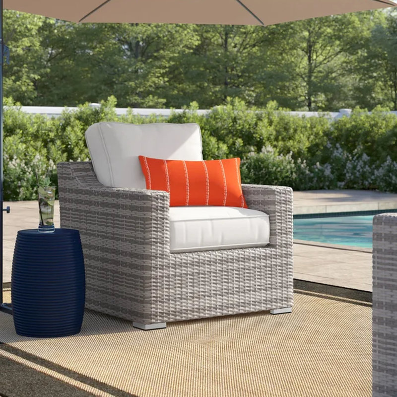 Chaise de patio avec coussins - espace de confort extérieur complet et intempéries, structure rouille, mélange de gris, coussins de soutien rembourrés de mousse, P 33 po x l 26 po, assise de 31 lb, rouille
