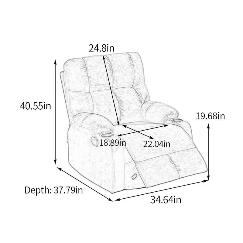 Pragna Luxury Recliner with Cup Holders & Swing Function, Dark Cyan