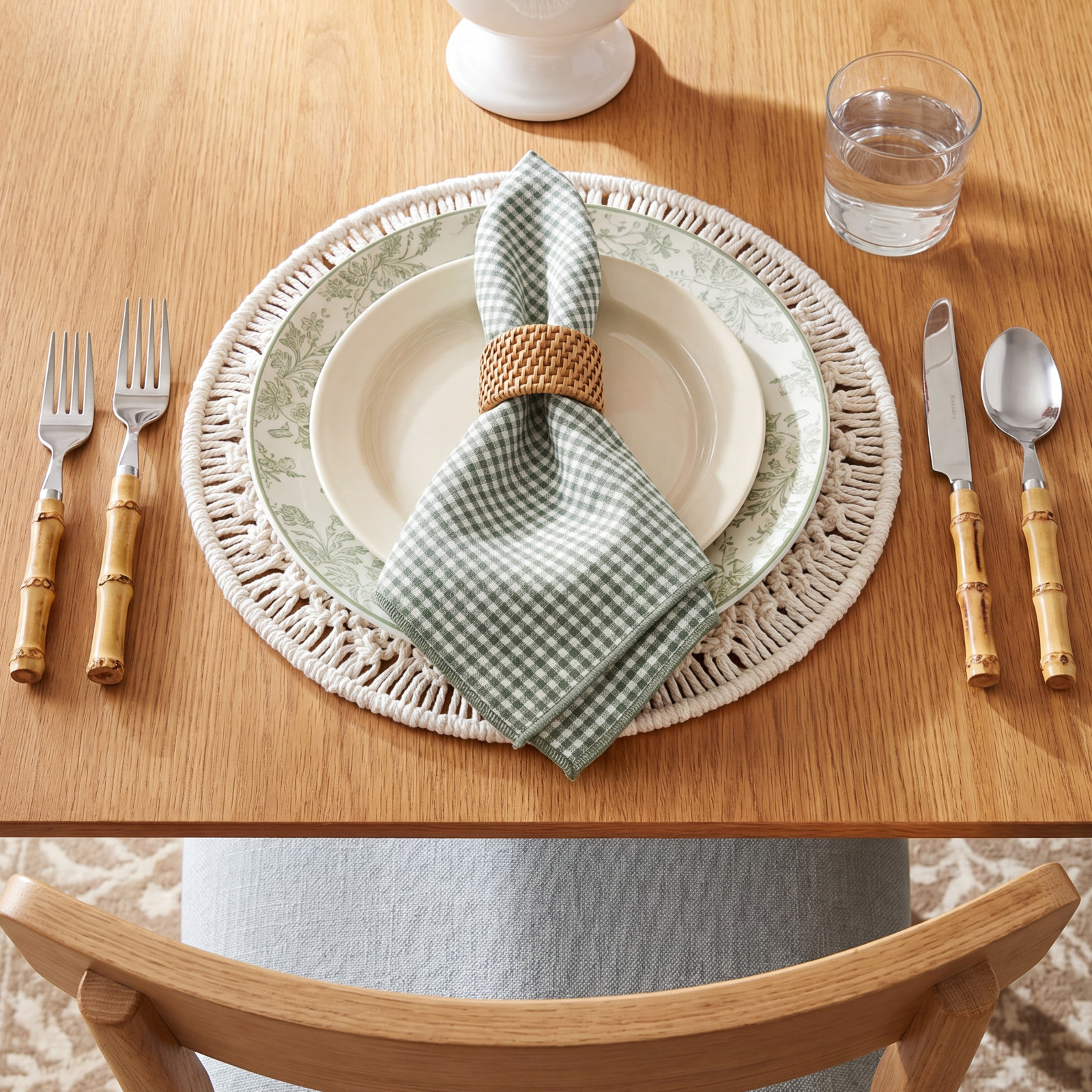 Olenna Reversible Cotton Napkin, Solid Border, Solid