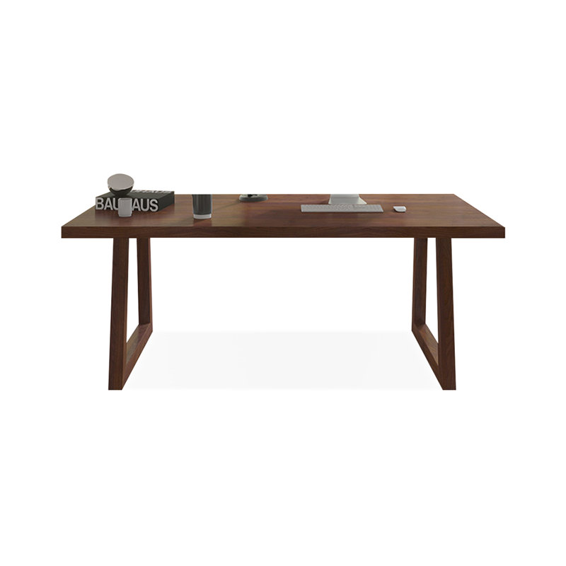 Bureau rectangulaire en bois massif brun noisette, H 29,53 po x l 55,12 po x P 27,56 po