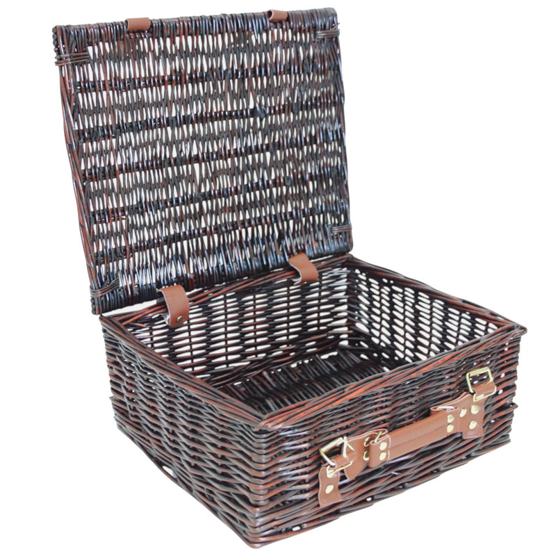 Wicker Hamper Basket with Lid, Brown, 17 L