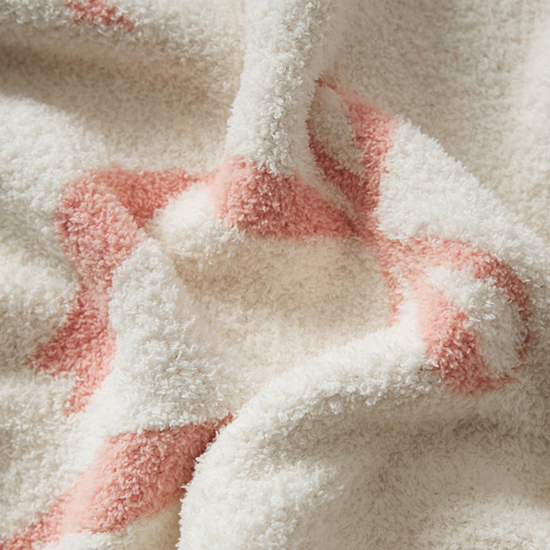 Chenille knit throw blanket with boe tie