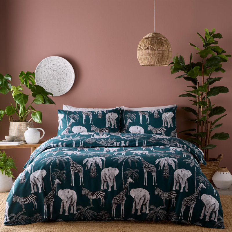 Cotton Blend Animal Print Duvet Cover Set with Pillowcases, Super King Duvet Cover + 2 Standard Pillowcases