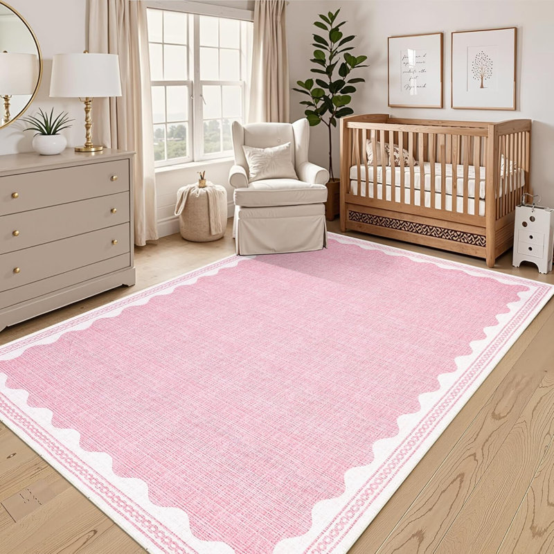Washable 2x6 Runner Rug Grey Long Non-Slip Carpet Foldable Bordered Low Pile Stain-Resistant Indoor Accent Mat