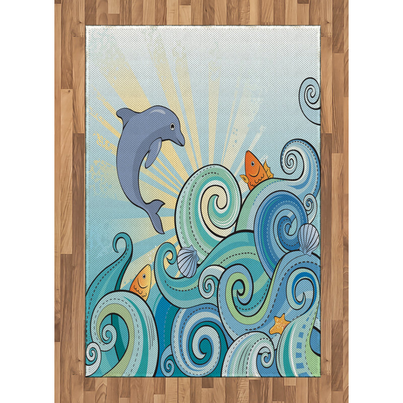 Cartoon High Density Long Fiber Poly Threads Decorative Area Rug Carpet, Rectangle 4' x 5'8"
