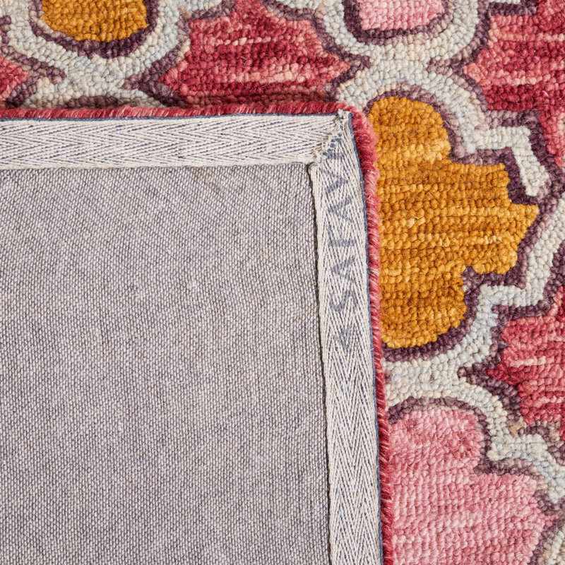 Tapis jaune / rose en laine / coton touffeté à la main Butlin, Rectangle de 5 pi x 8 pi
