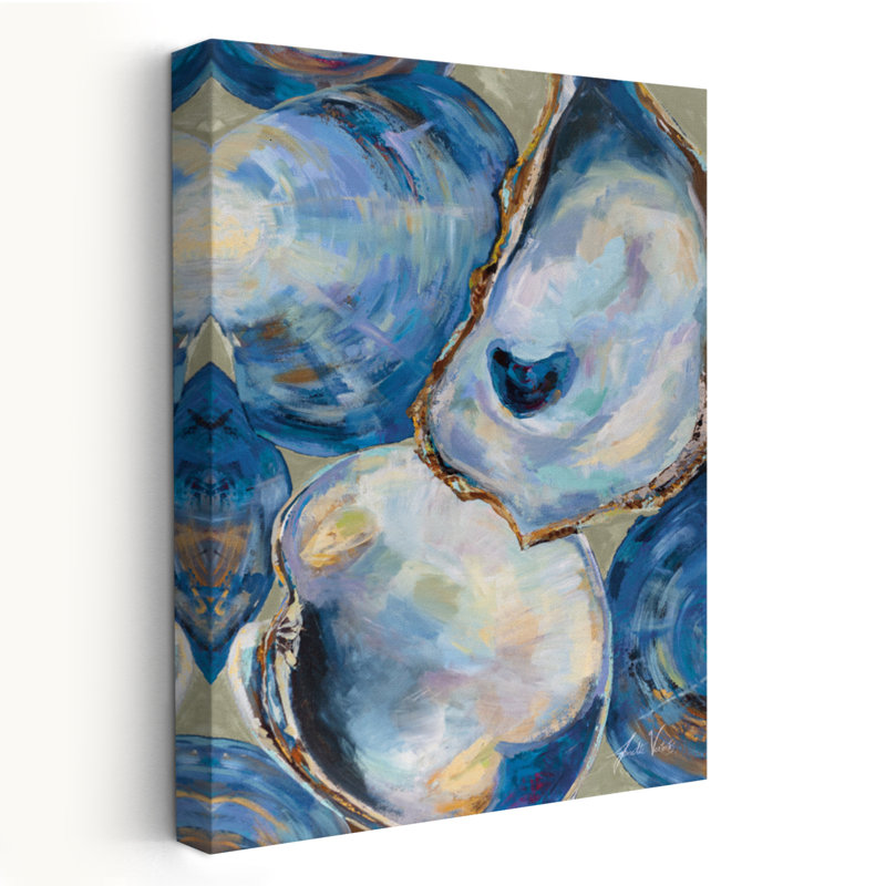 Bleu et brun matununk coquillages art brun clair, H 24 po x l 16 po