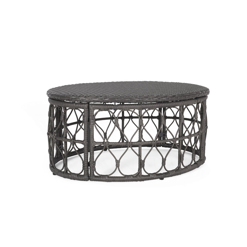 Boho-Inspired Wicker Weave Coffee Table, Patio Table