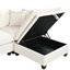 5 avec porte-gobelets cachés et rangement pour appartement, beige, cadre, ultra-confortable, repose-pieds rembourrés en tissu doux, beige, salon