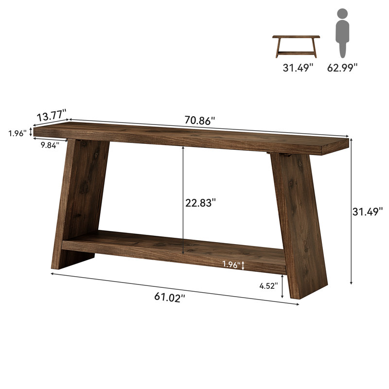 Console en bois massif 70,9 pouces, Brun brûlé