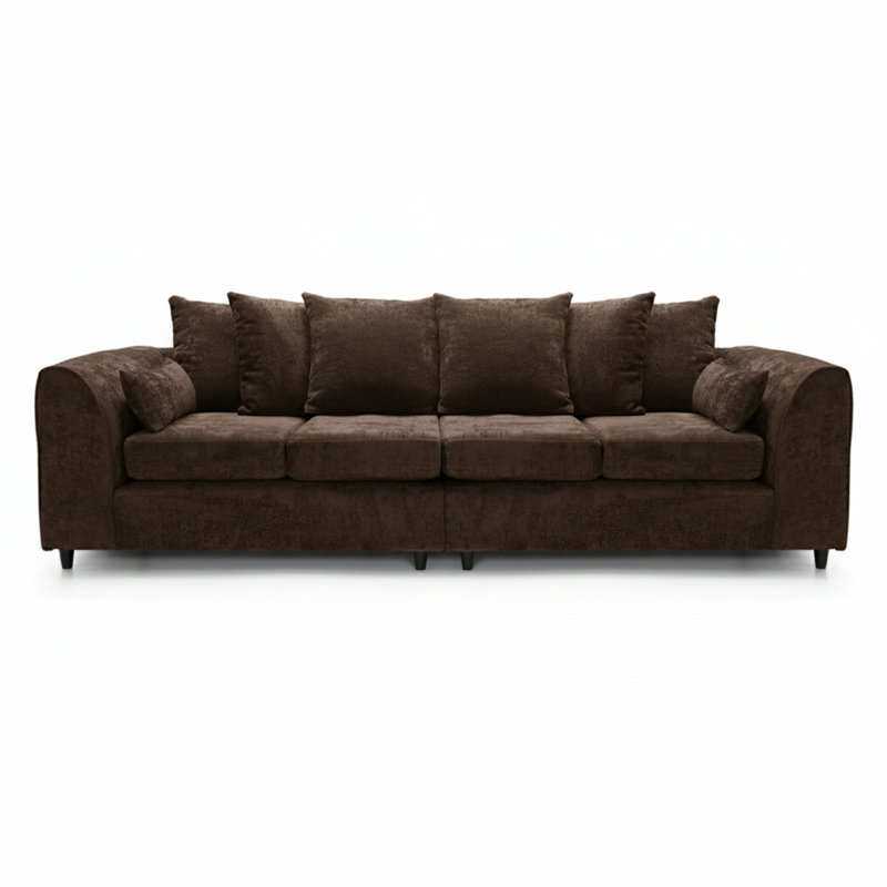 4 Seater Chenille Sofa, Brown