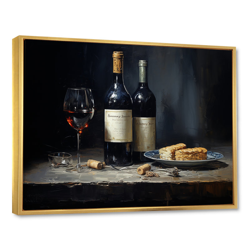 Sommeliers "sélection I" sur toile, Cadre flottant doré, H 34 po x l 44 po x P 1,5 po