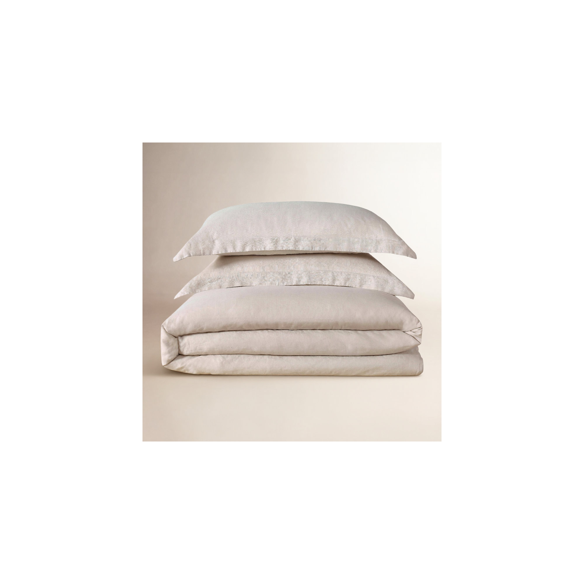 Nena 100% Linen Percale Duvet Cover Set, Natural, Full / Queen