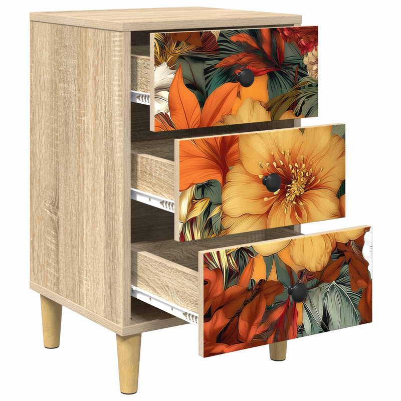 36cm W Engineered Wood Bedside Table
