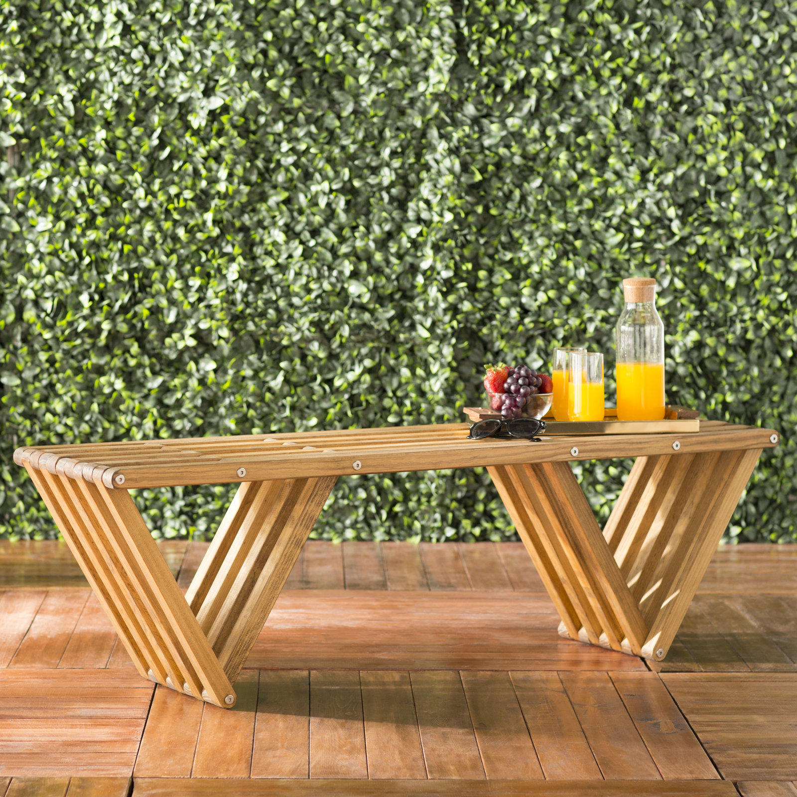 Mishra 54" Pine Garden Bench, Light Brown