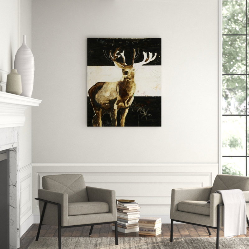 Striped Buck Painting by Sarah Atkinson, 48" H x 40" W x 1.5" D, Brush Gel