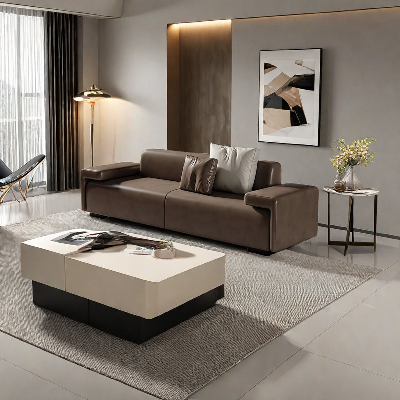 Banc de bout de lit moderne pour canapé rembourré, H 23,62 po x l 70,86 po x P 19,68 po, Café