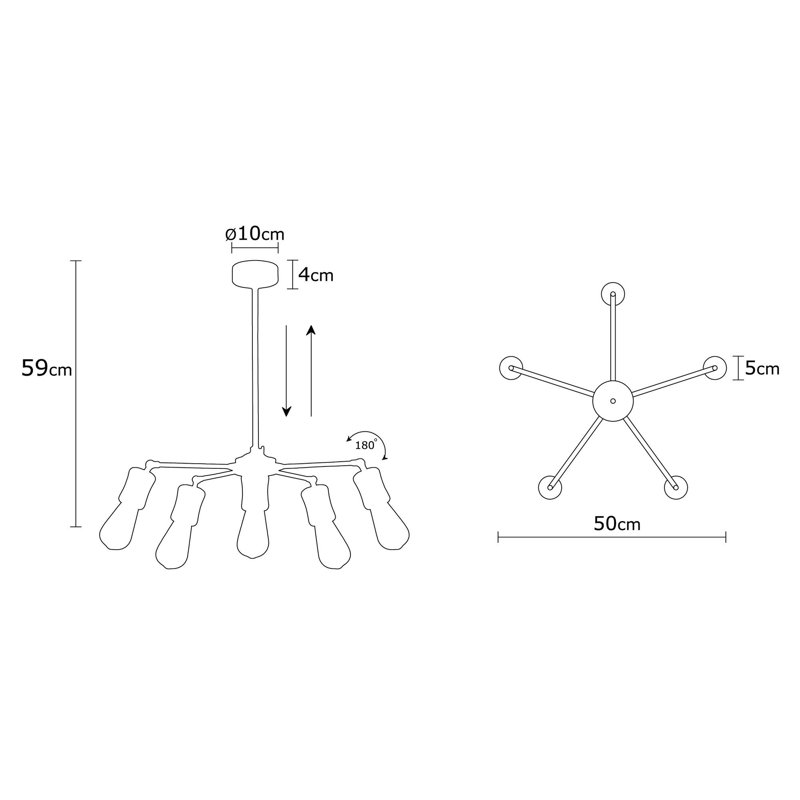 Luminaire suspendu unique à 5 lumières Henninger