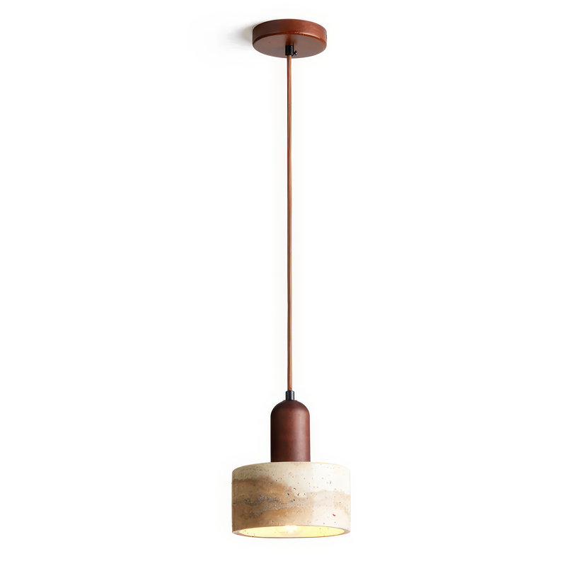 Modern Natural Stone And Wood Pendant Light