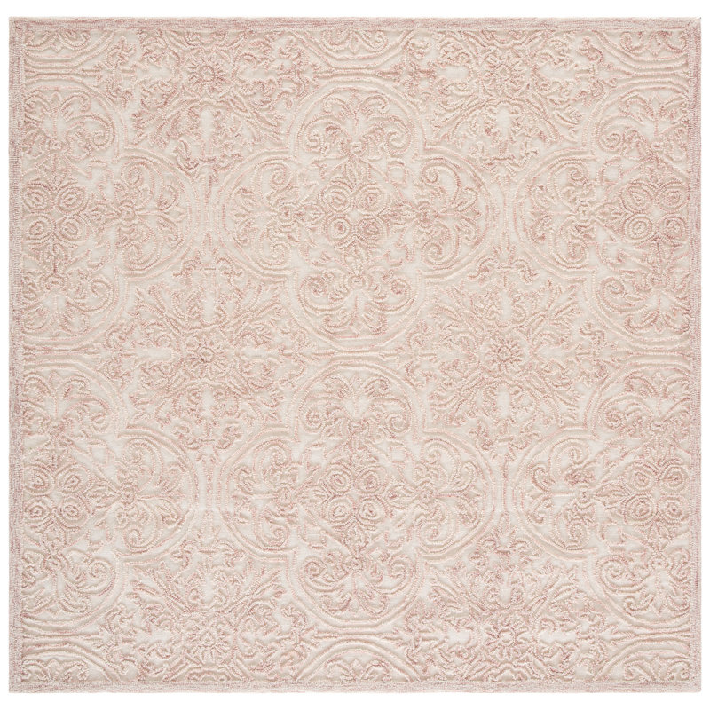 Tapis ivoire / rose Abdihafid Trace 101, Carré 6 pi